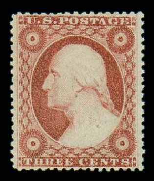 US Stamps Prices Scott Cat. #26 - 3c 1857 Washington. Matthew Bennett International, Oct 2007, Sale 320, Lot 383