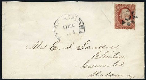 US Stamp Value Scott Catalogue 26: 3c 1857 Washington. Harmer-Schau Auction Galleries, Apr 2010, Sale 85, Lot 243