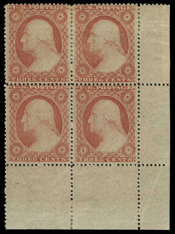 US Stamp Value Scott 26: 1857 3c Washington. H.R. Harmer, May 2014, Sale 3005, Lot 1053