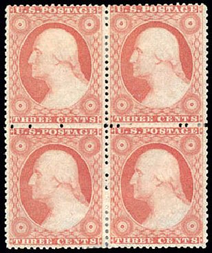 US Stamps Value Scott 26: 1857 3c Washington. Schuyler J. Rumsey Philatelic Auctions, Apr 2015, Sale 60, Lot 1973