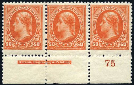 Prices of US Stamps Scott Cat. 260: 1894 50c Jefferson. Harmer-Schau Auction Galleries, Aug 2011, Sale 90, Lot 1402