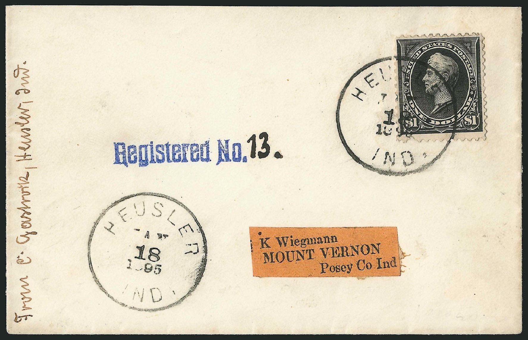 US Stamps Price Scott #261: US$1.00 1894 Perry. Robert Siegel Auction Galleries, Nov 2014, Sale 1084, Lot 3585