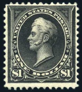 US Stamp Values Scott # 261 - US$1.00 1894 Perry. Harmer-Schau Auction Galleries, Jun 2008, Sale 78, Lot 1453