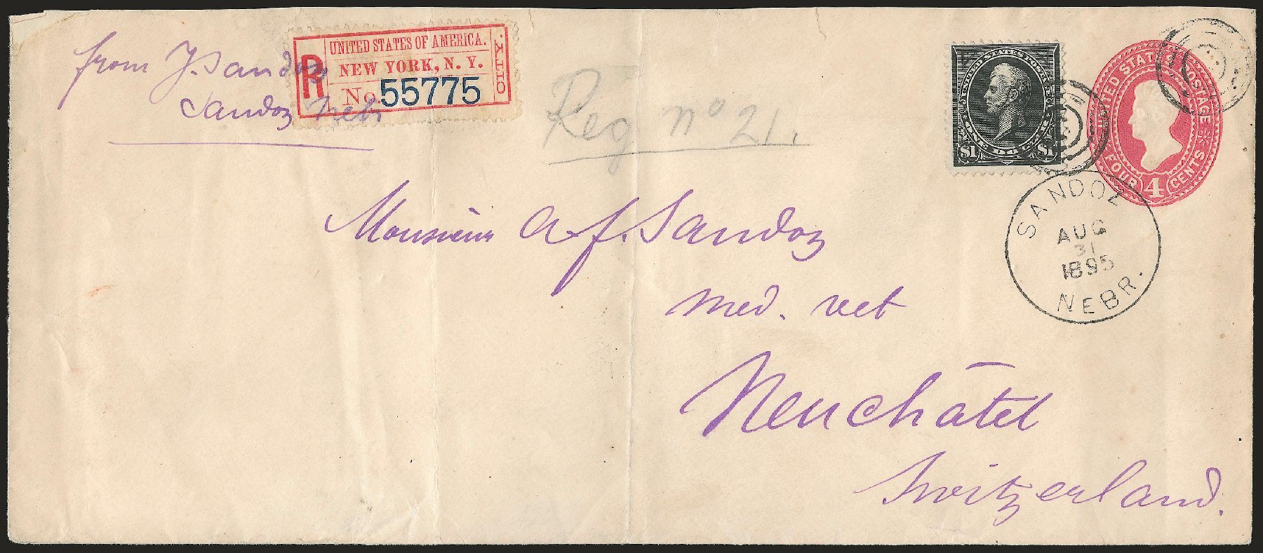 US Stamp Prices Scott Catalogue 261 - US$1.00 1894 Perry. Robert Siegel Auction Galleries, Dec 2009, Sale 977, Lot 546