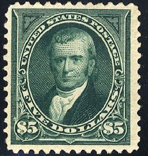 Values of US Stamp Scott Catalogue #263 - 1894 US$5.00 Marshall. Cherrystone Auctions, Jan 2008, Sale 200801, Lot 1167