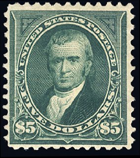 US Stamp Value Scott Catalogue # 263 - US$5.00 1894 Marshall. Cherrystone Auctions, Jun 2011, Sale 201106, Lot 57