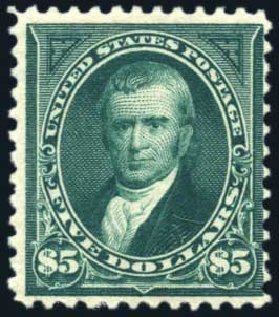 US Stamp Value Scott Catalogue # 263: US$5.00 1894 Marshall. Harmer-Schau Auction Galleries, Apr 2010, Sale 85, Lot 277