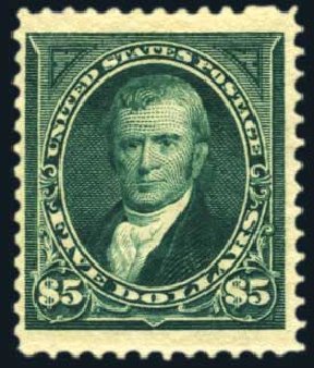 US Stamp Value Scott Cat. #263 - 1894 US$5.00 Marshall. Harmer-Schau Auction Galleries, Aug 2011, Sale 90, Lot 1407