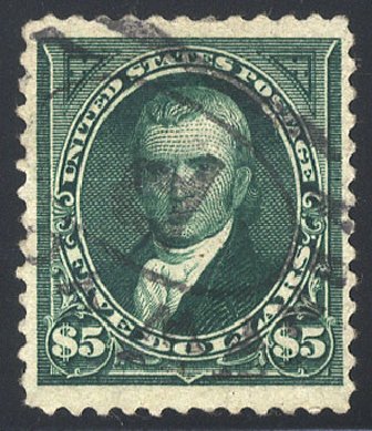US Stamps Values Scott #263: US$5.00 1894 Marshall. Cherrystone Auctions, Sep 2008, Sale 200809, Lot 18