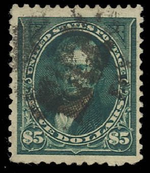 Values of US Stamp Scott Catalogue 263 - 1894 US$5.00 Marshall. Daniel Kelleher Auctions, Oct 2012, Sale 632, Lot 1178