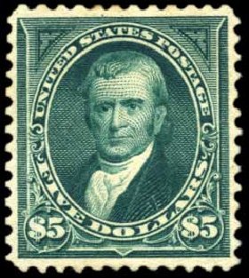 Values of US Stamps Scott Catalog 263: 1894 US$5.00 Marshall. Harmer-Schau Auction Galleries, Oct 2010, Sale 87, Lot 230