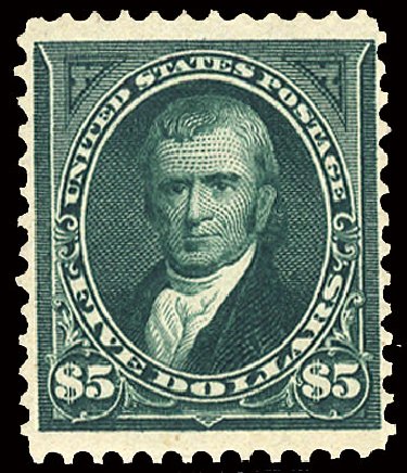 US Stamp Values Scott 263: US$5.00 1894 Marshall. Cherrystone Auctions, Jan 2009, Sale 200901, Lot 181