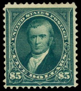 Cost of US Stamps Scott 263: US$5.00 1894 Marshall. Daniel Kelleher Auctions, Dec 2013, Sale 640, Lot 231