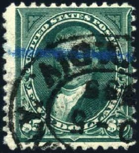 US Stamp Values Scott 263 - US$5.00 1894 Marshall. Harmer-Schau Auction Galleries, Oct 2009, Sale 83, Lot 404