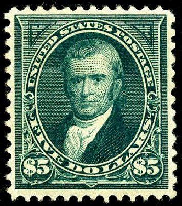 US Stamp Value Scott Catalogue #263: 1894 US$5.00 Marshall. Matthew Bennett International, May 2008, Sale 327, Lot 235