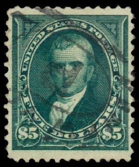 Price of US Stamp Scott # 263: US$5.00 1894 Marshall. Daniel Kelleher Auctions, Sep 2013, Sale 639, Lot 415