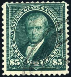 Value of US Stamp Scott Cat. #263 - 1894 US$5.00 Marshall. Harmer-Schau Auction Galleries, Mar 2011, Sale 89, Lot 256