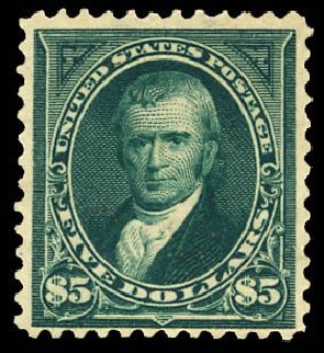 Cost of US Stamps Scott #263 - US$5.00 1894 Marshall. Daniel Kelleher Auctions, Dec 2012, Sale 633, Lot 476