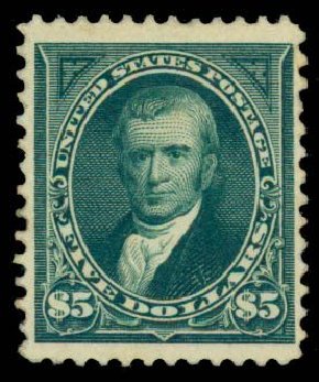 US Stamp Value Scott Catalog 263: US$5.00 1894 Marshall. Daniel Kelleher Auctions, Sep 2013, Sale 639, Lot 3356