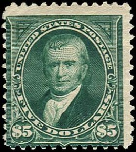 US Stamps Value Scott 263: US$5.00 1894 Marshall. Regency-Superior, Nov 2014, Sale 108, Lot 536