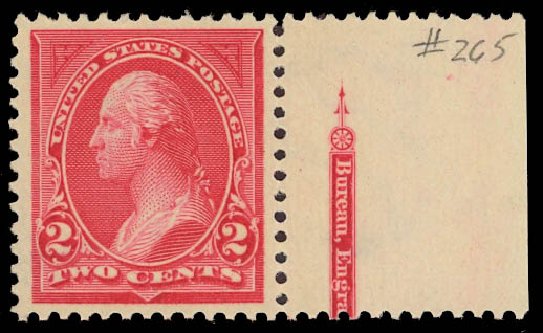 Cost of US Stamps Scott #265: 1895 2c Washington. Daniel Kelleher Auctions, Jan 2012, Sale 628, Lot 386