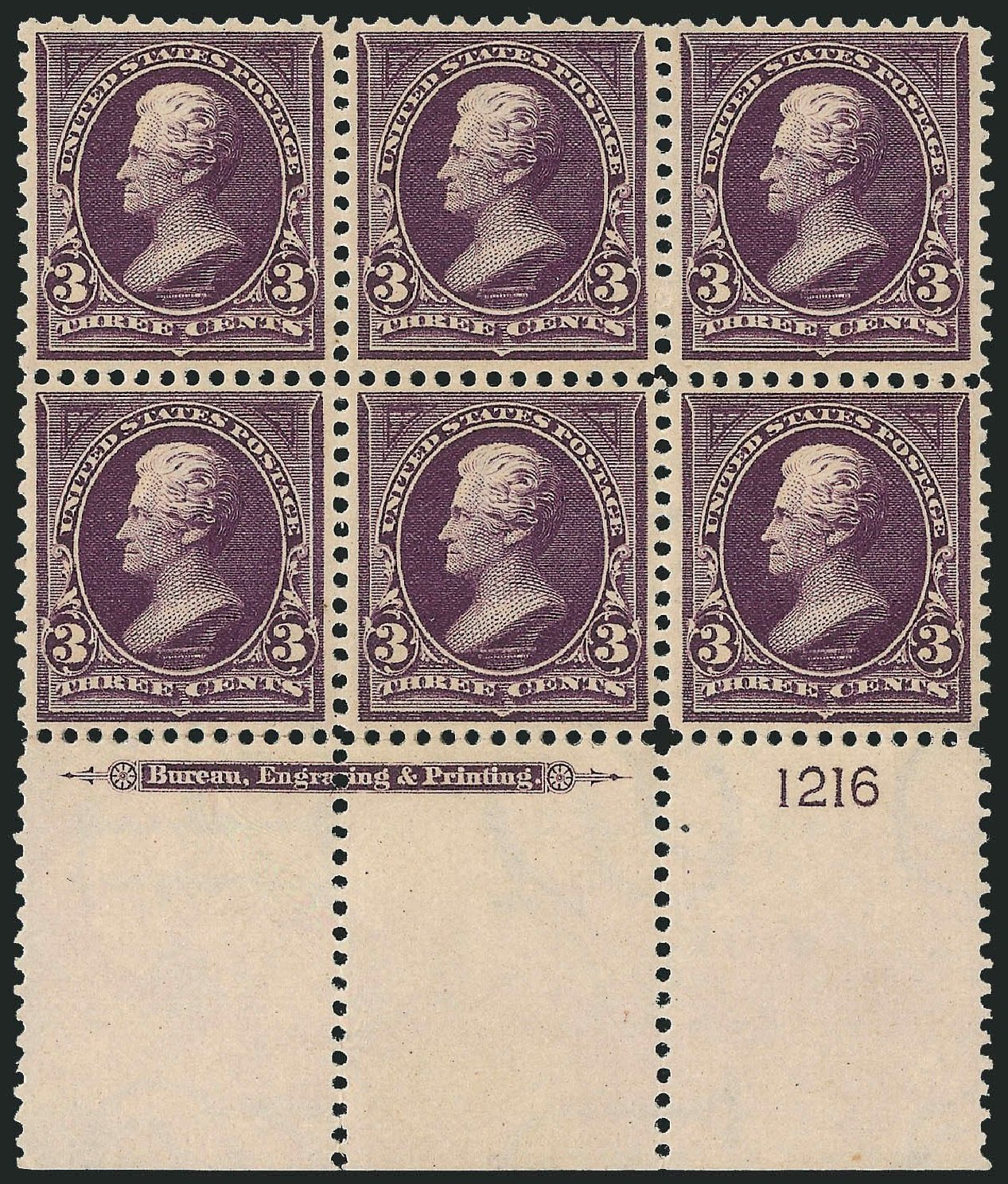 US Stamps Prices Scott 268: 3c 1895 Jackson. Robert Siegel Auction Galleries, Mar 2014, Sale 1067, Lot 1267