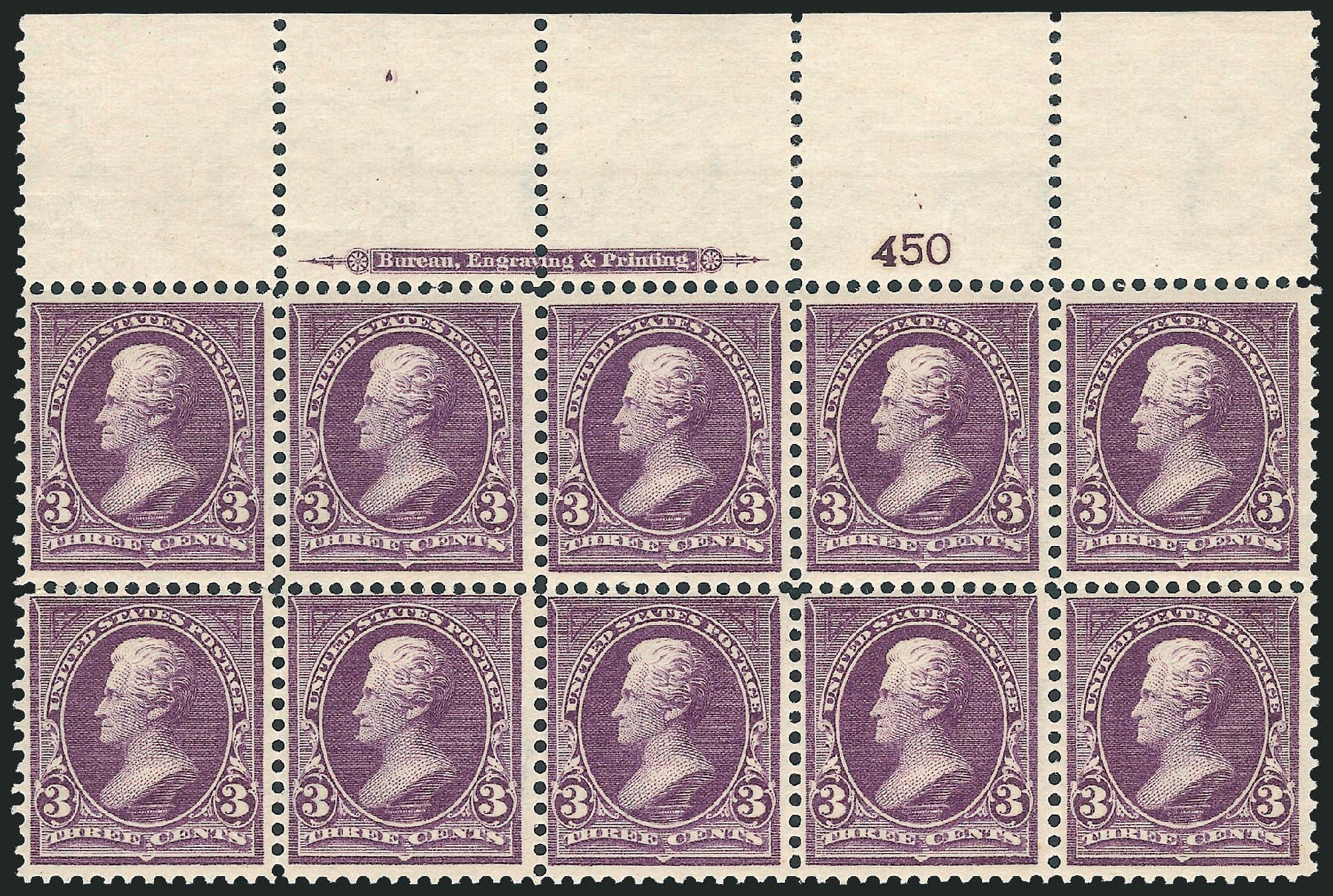 Prices of US Stamps Scott Catalog 268: 1895 3c Jackson. Robert Siegel Auction Galleries, Dec 2012, Sale 1037, Lot 1888