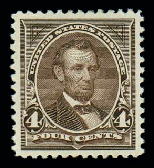 Cost of US Stamp Scott Catalogue # 269 - 1895 4c Lincoln. Matthew Bennett International, Oct 2007, Sale 322, Lot 2117