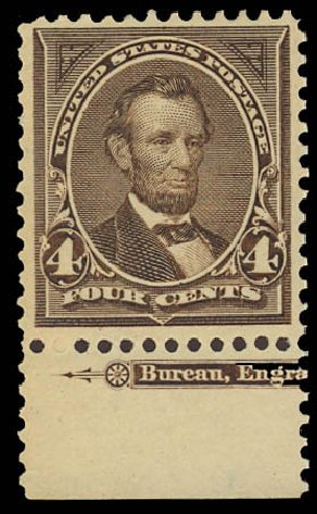 US Stamps Price Scott 269: 1895 4c Lincoln. Daniel Kelleher Auctions, Aug 2012, Sale 631, Lot 979