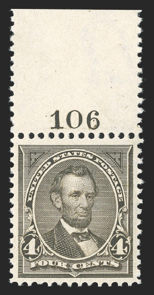 US Stamp Value Scott Catalogue #269: 1895 4c Lincoln. Spink Shreves Galleries, Jul 2012, Sale 140, Lot 190
