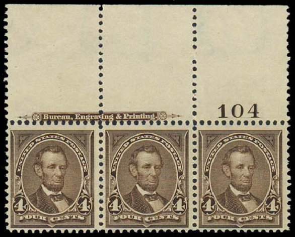 Values of US Stamp Scott Cat. # 269 - 1895 4c Lincoln. Daniel Kelleher Auctions, Jul 2011, Sale 625, Lot 861