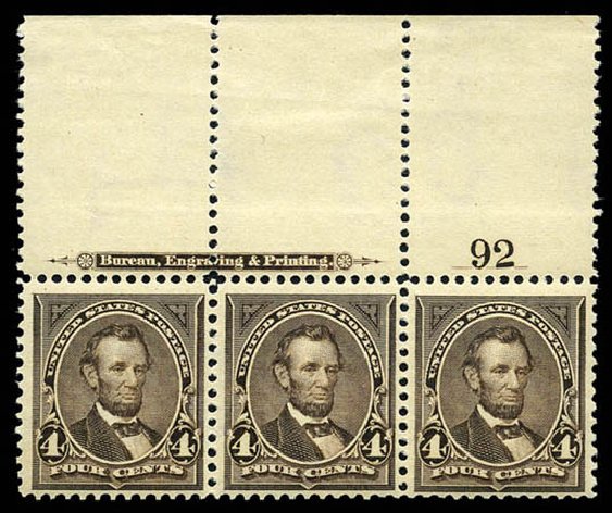 Cost of US Stamp Scott Catalogue 269 - 1895 4c Lincoln. Matthew Bennett International, Mar 2012, Sale 344, Lot 4454
