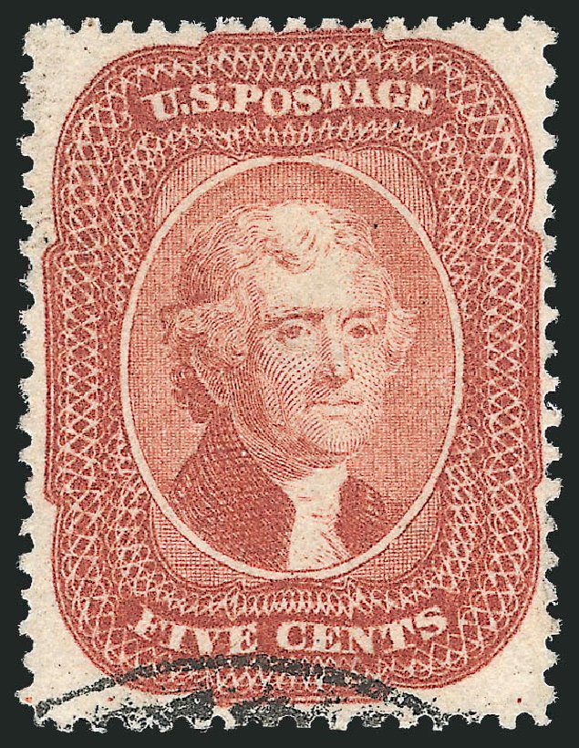 Costs of US Stamps Scott 27 - 1858 5c Jefferson. Robert Siegel Auction Galleries, Jun 2012, Sale 1026, Lot 1177