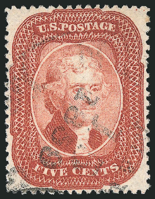 US Stamp Price Scott Catalogue 27: 5c 1858 Jefferson. Robert Siegel Auction Galleries, Oct 2012, Sale 1032, Lot 3077