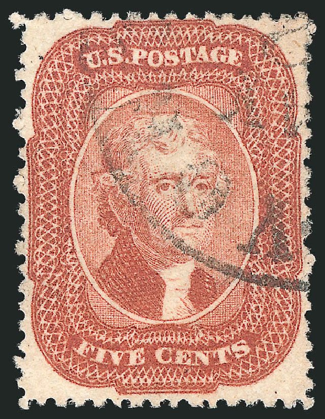 US Stamps Prices Scott Cat. #27 - 1858 5c Jefferson. Robert Siegel Auction Galleries, Nov 2013, Sale 1061, Lot 3427