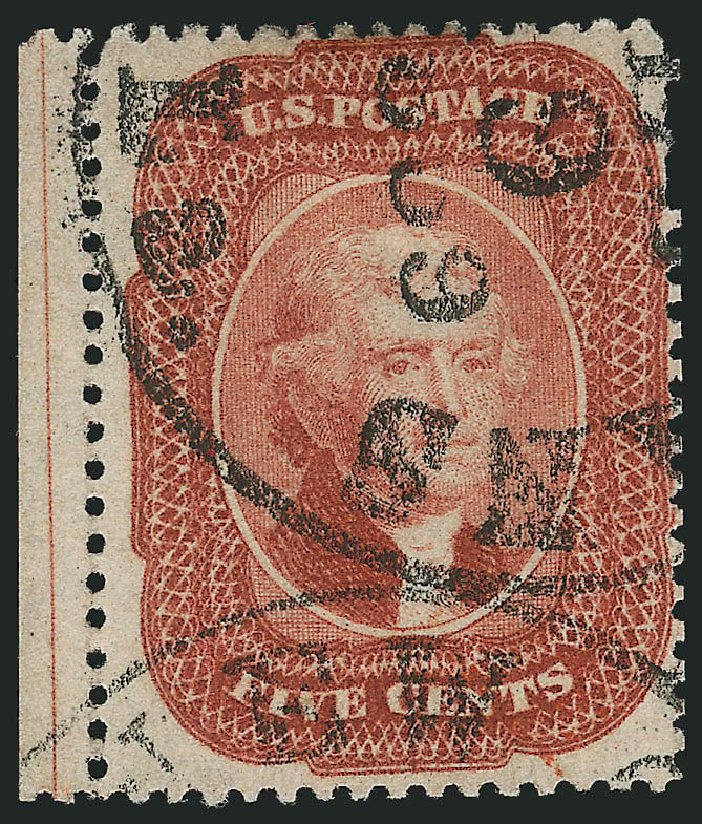 US Stamp Value Scott Cat. #27 - 1858 5c Jefferson. Robert Siegel Auction Galleries, Mar 2014, Sale 1067, Lot 937