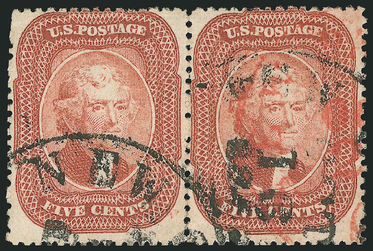 Prices of US Stamps Scott Cat. 27: 1858 5c Jefferson. Robert Siegel Auction Galleries, Nov 2014, Sale 1084, Lot 3127