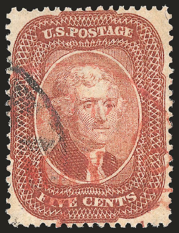 Cost of US Stamps Scott Catalogue 27: 1858 5c Jefferson. Robert Siegel Auction Galleries, Apr 2010, Sale 984, Lot 147