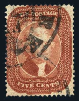 Cost of US Stamps Scott Cat. 27 - 5c 1858 Jefferson. Harmer-Schau Auction Galleries, Aug 2014, Sale 102, Lot 1668