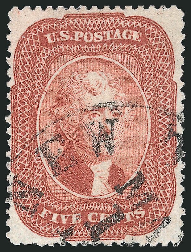 US Stamp Values Scott Catalog # 27: 5c 1858 Jefferson. Robert Siegel Auction Galleries, Mar 2014, Sale 1067, Lot 938