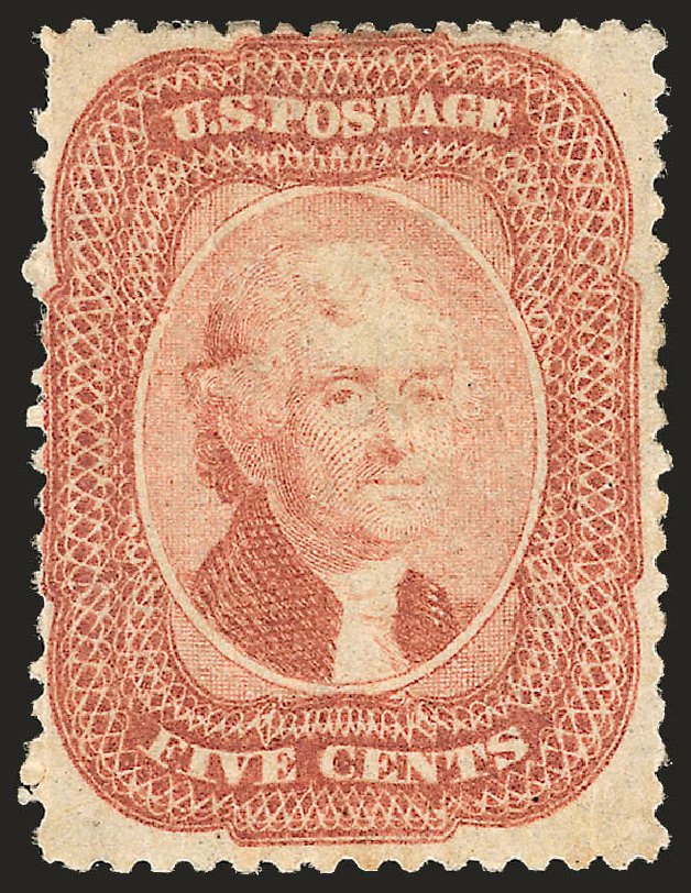 Values of US Stamps Scott Catalogue 27: 1858 5c Jefferson. Robert Siegel Auction Galleries, Apr 2009, Sale 972, Lot 3038