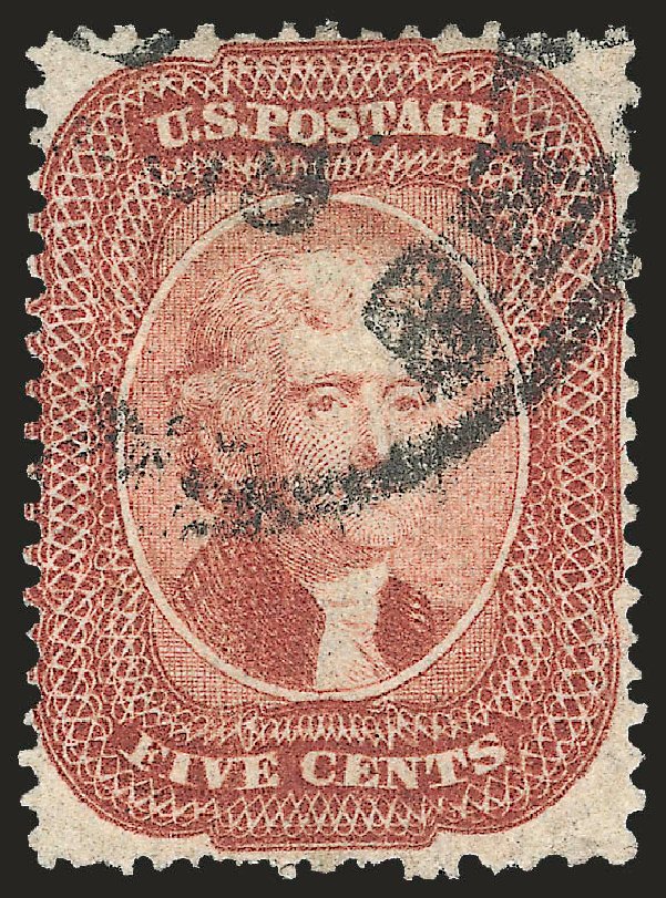 US Stamp Value Scott #27: 1858 5c Jefferson. Robert Siegel Auction Galleries, Apr 2010, Sale 984, Lot 148