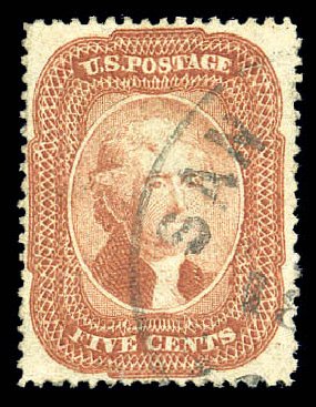 Price of US Stamps Scott # 27 - 1858 5c Jefferson. Matthew Bennett International, Sep 2010, Sale 333, Lot 3389