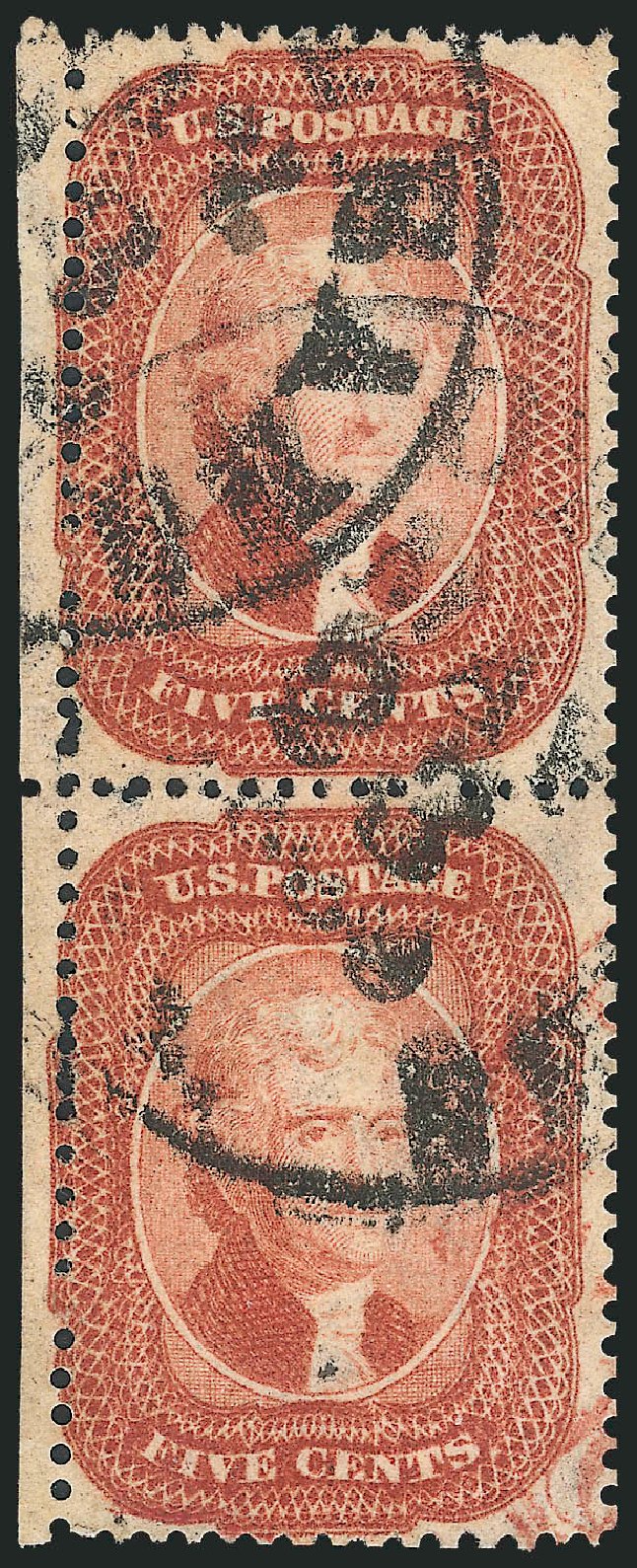 US Stamp Prices Scott Catalogue #27 - 1858 5c Jefferson. Robert Siegel Auction Galleries, Jul 2013, Sale 1050, Lot 151