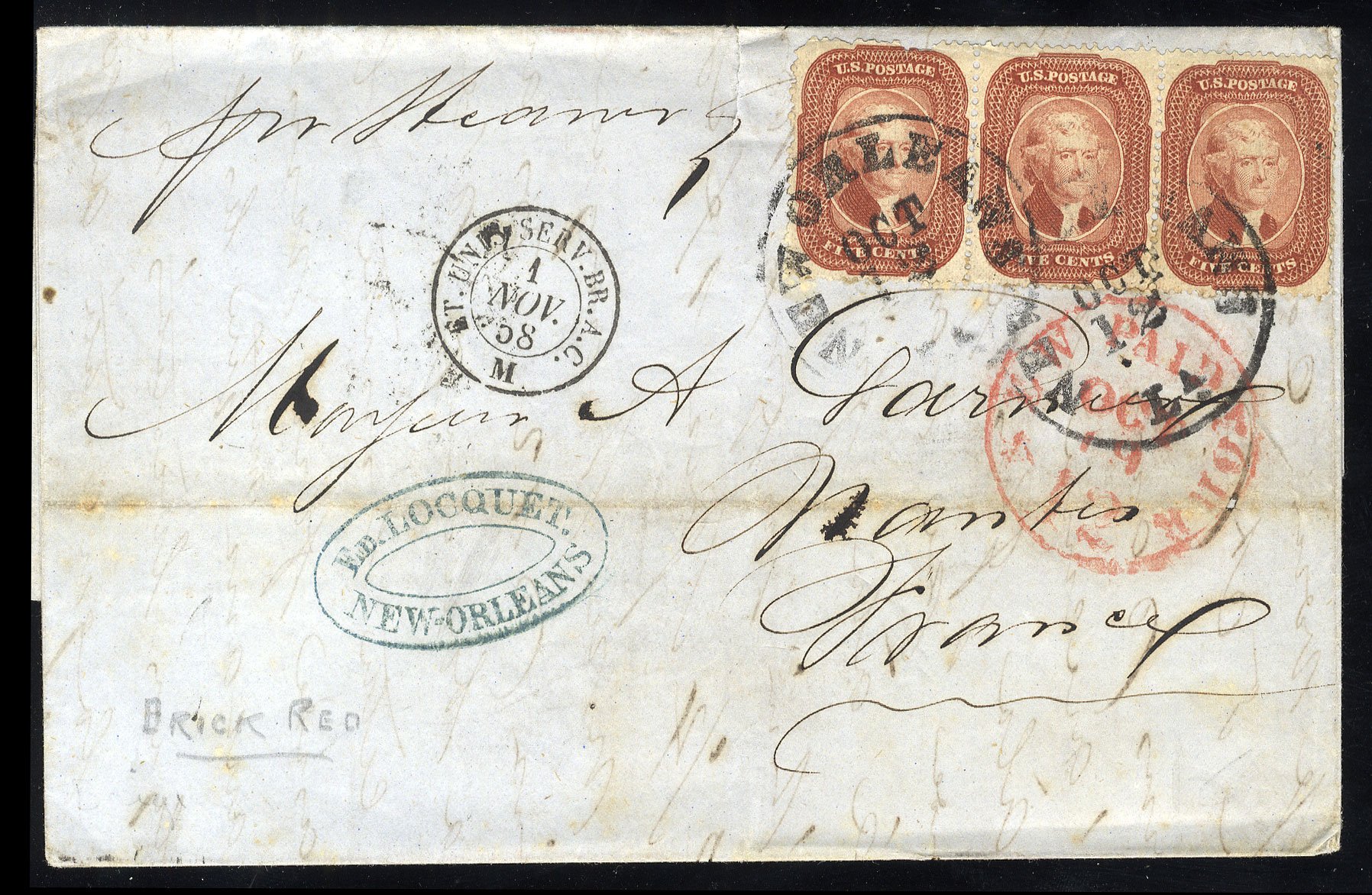 US Stamp Values Scott Catalogue 27 - 1858 5c Jefferson. Cherrystone Auctions, Mar 2009, Sale 200903, Lot 44