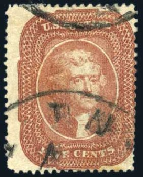 Costs of US Stamps Scott Catalogue #27: 5c 1858 Jefferson. Harmer-Schau Auction Galleries, Feb 2010, Sale 84, Lot 1304