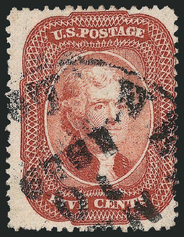 Cost of US Stamps Scott Cat. 27: 1858 5c Jefferson. Robert Siegel Auction Galleries, Sep 2008, Sale 962, Lot 2274