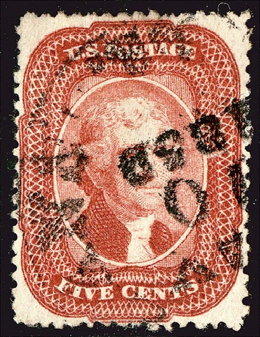 Prices of US Stamps Scott Catalogue 27 - 1858 5c Jefferson. Spink Shreves Galleries, Jan 2014, Sale 146, Lot 184