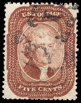 Costs of US Stamp Scott Catalogue 27: 5c 1858 Jefferson. Cherrystone Auctions, Jun 2009, Sale 200906, Lot 25