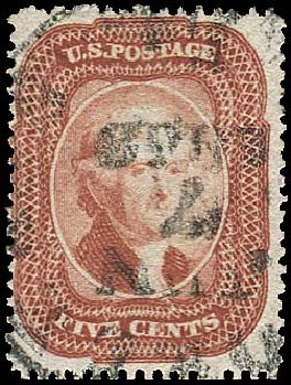 US Stamps Value Scott 27 - 5c 1858 Jefferson. Regency-Superior, Nov 2014, Sale 108, Lot 95